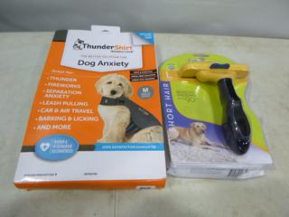 (1) Unused Dog Anxiety Thunder Shirt, Size Medium w/ Furminator Deshedding Tool (G2)