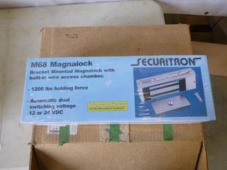 (3) Cases of 3 Securitron Bracket Mounted Magnalocks w/ Built in Wire Access Chamber, Model M68DLST, 12 or 24 VDC. 1200 Lb. Force
