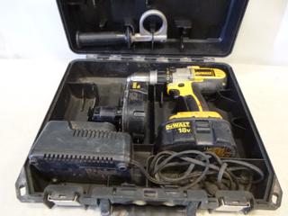 (1) Dewalt 1/2 In. Cordless Drill w/ (2) Batteries and Charger (E-1) 