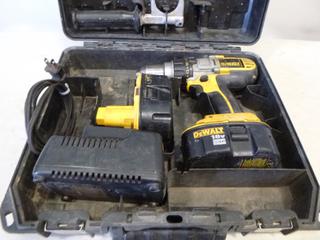 (1) Dewalt 1/2 In. Cordless Drill w/ (2) Batteries and Charger (E-1) 