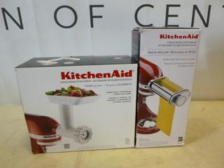 Unused KitchenAid Stand Mixer Attachments, (1) Pasta Roller, (1) Food Grinder (G2)
