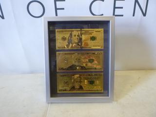 (3) USA Gold Plated Bank Notes, $20, $50 and $100 (Upstairs)