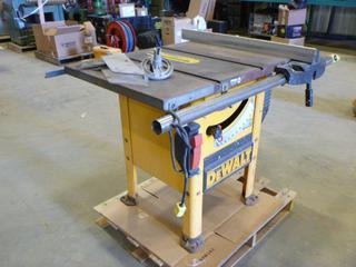 DeWalt Industrial Table Saw, Model DW746, 10 In. Blade, 41 In. x 27 In. x 35.5 In., *Note: Running Condition Unknown, Handle Detached Unable To Raise Saw Blade*