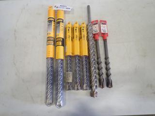 (6) Unused Dewalt SDS Max Carbide Hammer Drill Bits, (2) Unused Bosch, Sizes From 1 1/8 In. x 8 In. to 1 3/8 In. x 18 In. (T4-1)