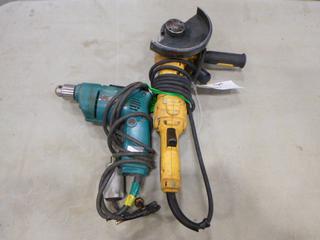 (1) Dewalt Angle Grinder, 5 In., Type 1, 13A,120V,  C/w 3/8 In. Makita Drill (E-2)