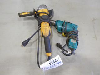 (1) Dewalt Angle Grinder, 5 In., Type 2, 13A,120V, S/N 2352 C/w 3/8 In. Makita Drill (E-1) 