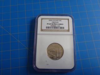 2005 S Clad 25C Oregon PF 69 Ultra Cameo Quarter (Office)