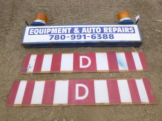 (2) D / Wide Load Signs and Two Revolving Lights On Stand, 15 In. x 5 In. x 6 Ft. (NF12)