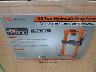 Unused TMG Industrial 50 Ton Hydraulic Shop Press, Model TMG-SP50, 51 In. x 27.5 In. x 68 In. (Z)