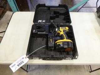 (1) Dewalt DC825 1/4 In. Cordless Impact Driver c/w Battery, Charger and Case w/ Extra Battery *Note: No Charger* (F2)