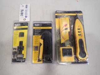 Unused Klein Tools:  3/4 In. Knockout Punch Set, Compression Crimper, TONEcube & PROBEplus Kit