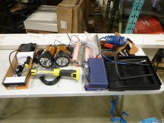 Assortment of Paint Trays, Flash Lights, Squeegee Heads and Other Misc. Items (P-4-1)