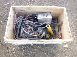 Qty of Welding Supplies Including Oxygen and Acetylene Hose, Ground Cable, Gauges, Aluminum Rods, Grinding Disc and More (Row 1-1)