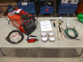 Lincoln Electric 180 Easy MIG Welder c/w Magnum 100L Stinger, 2 Wire Brushes, Chipping Hammer, Ground Clamp, Beanie, Gas Line and Assorted Welding Wire, SN M8170601228 (N-4-3)