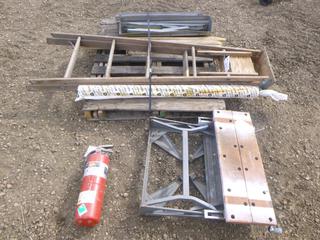 (2) Saw Horses, Ladder, Fire Extinguisher, Work Table, Vapour Barrier