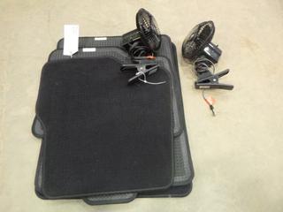 Set of Unused F150 Floor Mats, C/w( 2) Fans - 12V for Vehicles (Z)