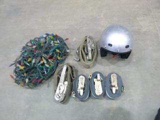 Qty of Tiedowns, Christmas Lights and Helmet