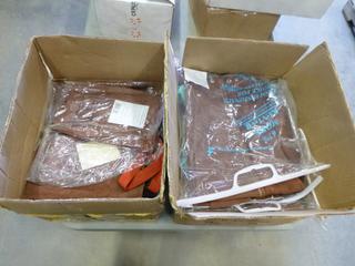 (1) Box of Heavy Duty Split Cowhide Welding Cape Sleeves, (1) Box of Heavy Duty Split Cowhide Welding Bibs for Cape Sleeves