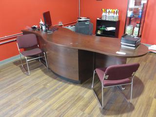 Office Desk C/w Portable Side Storage, Task Chair, (2) Chairs, HP LaserJet Pro MFPM127FN Printer, Monitor And Keyboard