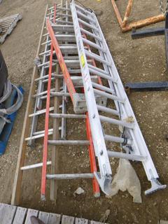 (3) Extension Ladders (1) Fiberglass, (1) Aluminum, (1) Wood),(1) Step Ladder (Row 5)