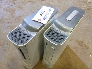 (2) Microsoft XBOX 360 Video Games Consoles *Note: Missing Cables and The  Disc Tray Sticks* (A1)