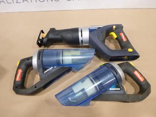 (2) Mastercraft Wet & Dry Handheld Vacuums w/ Battery Powered Reciprocating Saw (D-1)