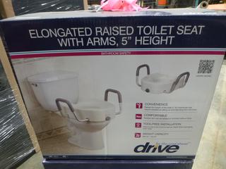 Drive Elongated 5 In. Raised Toilet Seat with Arms and Drive Plastic Transfer Bench