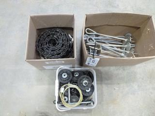 Box of  Earth Augers, Box of Pulleys, 3/16 In. Chain, (4) Lengths or Chain/Track (L-4-3)