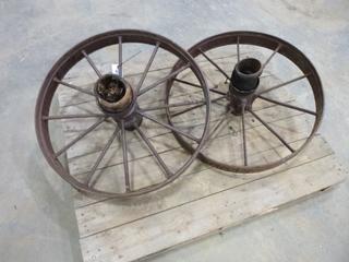 (2) Antique Wagon Wheels, 28 In. Diameter (Row 2)