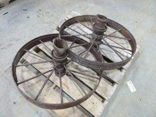 (2) Antique Wagon Wheels, 32 In. Diameter (Row 2)