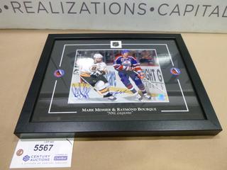 Mark Messier & Raymond Bourque Signed 8 In. X 10 In. Framed Picture, C/w AJS Sports and Memory COA