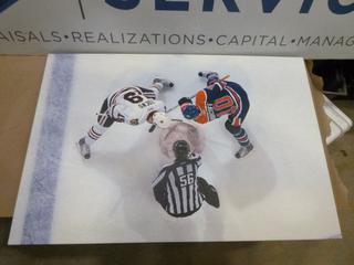 Jonathan Toews & Shawn Horcoff Face Off Canvas, 37 In. x 25 In.