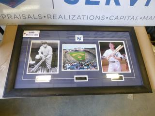 New York Yankees Stadium, Babe Ruth and Mickey Mantle Framed Photos, 38 In. x 22 In.