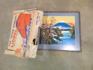 Lionel 1107 Vintage Train Set, (1) Framed Silk Painting (Upstairs)