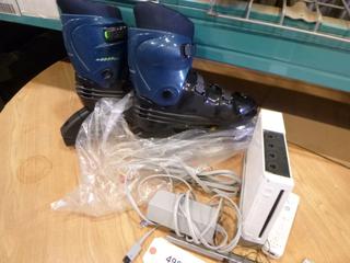 Nintendo Wii w/ (1) Controller and Cords. Size 9 Roller-Skate (A-2)