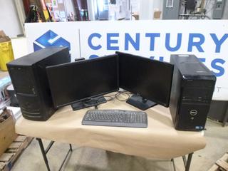 (2) Dell Computer Tower c/w (2) LG Monitors and Keyboard *Note: No Hard Drives* (N-5-2)