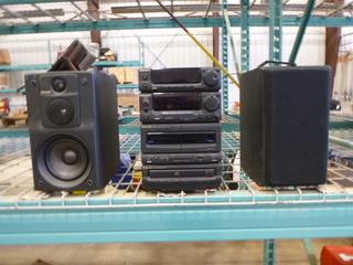 AM/FM Dual Cassette Cassette, CD Player / Recorder, C/w 2 - 3 Way Speakers *Note: Missing 1 Speaker Cover* (D-2)