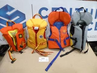 (4) Child / Infant Personal Floatation Devices, Brand Names Buoy - O- Boy, Mustang and Fluid (D-2)