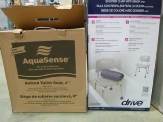 AquaSense 4 In. Raised Toilet Seat, Drive, Shower Chair with Back (J-2-2)