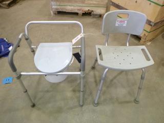 (1) Folding Commode, (1) Shower Chair w/ Adjustable Legs (J-1-3)