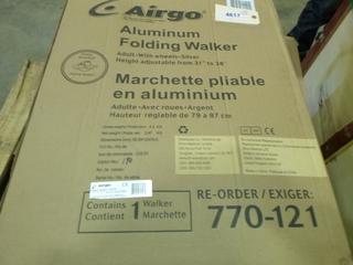 Aluminum Folding Walker w/ Wheels, Adjustable Height From 31 In. to 38 In. (S-3-1)