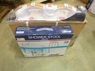 (1) Shower Chair w/ Back, (1) Shower Stool, (1) Rotating Suction Cup Grab Bar, 19 3/4 In. (E2)