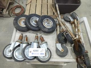 (2) Sets of 4 Caster Wheels on Rods, (1) Set of (4) Castor Wheels, (3) 7 In. Pneumatic Wheels (D-2)