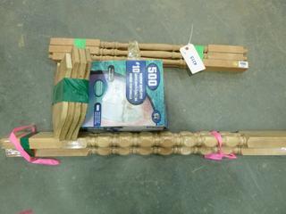 (2) Sets of Spindles, (4) Cut Out Home Made Plaques, (1) Box of Window Envelopes (E1)