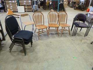 (6) Stackable Chairs, (1) Stool, (3) Dinning Chairs (X-1-2)