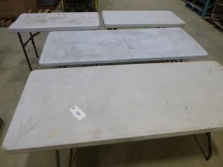 (2) 4 FT. Life Time  Plastic Folding Tables (2) 6 Ft, Lifetime Plastic Folding Tables ( X-2-3), 