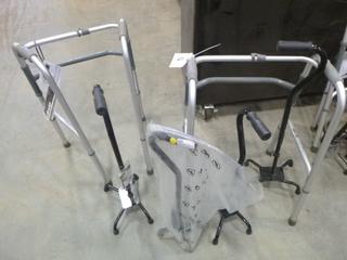 (2) Aluminum Folding Walkers, (4) Quad Canes