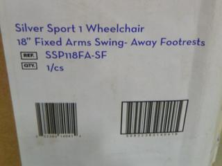 Silver Sport 1 Wheelchair, SSP118FA-SF, 18 In.,  Fixed Swing - Away Foot Rests (T-5-2)