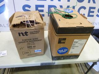 (1) CAT 5E Riser Cable - CMR/CMG ARS 4/24 C5E 1M, (1) Northern Telecom Station Wire (Communication) PCC FT4 Quad 22 AWG (G-1)