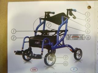 Unused Airgo Fusion F20 2 in 1 Side Folding Rollator and Transport Chair